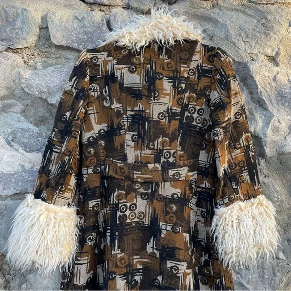 ILGWU Union Made | Rare Vintage 60s 70s Tapestry Penny Lane Duster Fur Coat - Picture 10 of 15